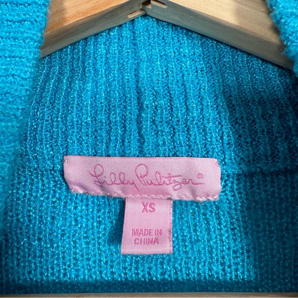 Lilly Pulitzer Blue Open Front Cardigan Sweater‎ XS - Picture 2 of 7